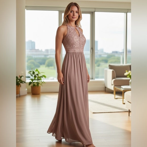 Morgan & Co. Dresses & Skirts - - Blush pink floor length gown by Morgan & Co. sz 9-10